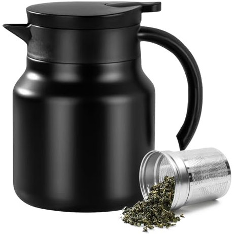 Bouteille isotherme de 1 l avec infuseur à thé, petit thermos de voyage, avec cafetière amovible et bien étanche, en acier inoxydable