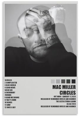 YXRONG Mac Miller Poster, Kreise, Musikalbum, Poster, Dekoration, Ölgemälde, Leinwand, Poster und Kunst, bildlich, modern, Heimdekoration, Poster, 30 x 45 cm, ungerahmter Stil