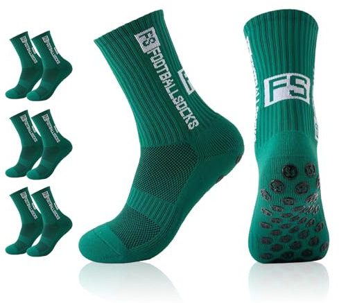 3 Paare Fußballsocken, Grip socken fussball (39-46)- Anti-Rutsch Grip für Herren & Damen - Sport Socken für Fußball, Basketball (DE/NL/SE/PL, Numerisch, 39, 46, Regular, Regular, 3, Grasgrün)
