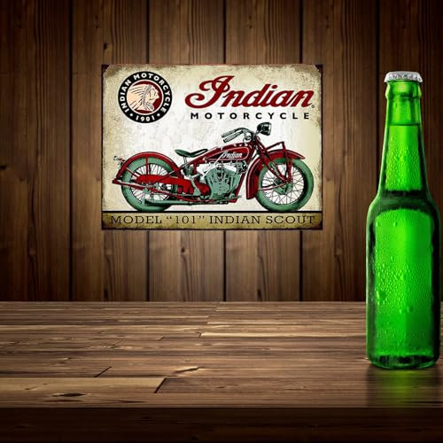 Indian Motorcycle Scout 101 Retro Metal Aluminium Sign, Novelty Gift Garage