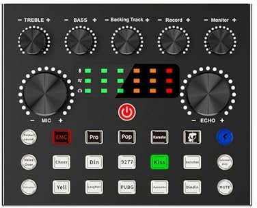 OUTFYT Carte Son en Direct V8S USB Carte Son Externe Bluetooth Microphone mélangeur changeur de Voix en Direct,Une ExpéRience Sonore Plus IntéRessante