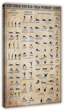 NEOHI Ashtanga Vinyasa Yoga Primary Series Poster, Yoga-Leinwandkunst, Wanddekoration, Poster, Zuhause, Bar, Restaurant, Garage, Café, Geschenk, 30 x 45 cm