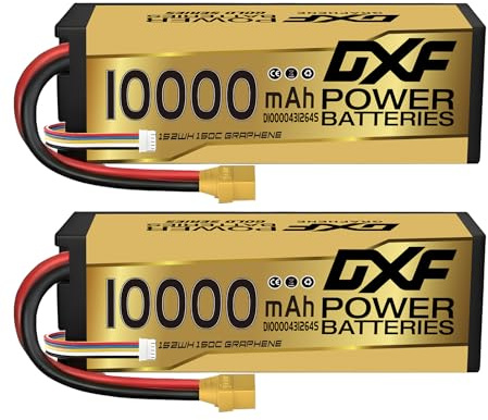 DXF 4S Lipo Akku 15.2V 10000mAh 150C Hardcase Batterie mit XT90 Stecker für RC Evader BX Auto Car Truck LKW Truggy RC Hobby (2PCS)