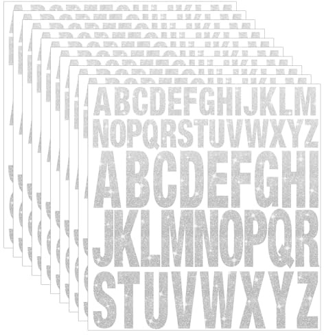 Dermalyx 10 Stück Sliver Buchstaben Aufkleber Glitter Großbuchstaben Groß Selbstklebend Vinyl Alphabet Aufkleber Haftbriefe Für Mailbox Wasserflaschen