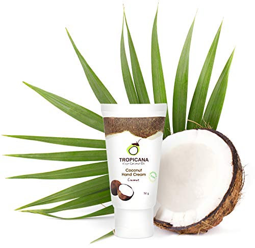 Tropicana Oil Natural Hand Cream with Coconut Oil 50g | Moisturising Care for Hands and Nails | Cold Pressed Virgin Organic Coconut Oil Hand Lotion | Shea Butter&Vitamin E | Premium Natural Cosmetics