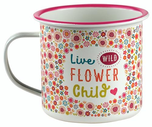 10cm Enamel Mug - 500ml (Live Wild Flower Child)