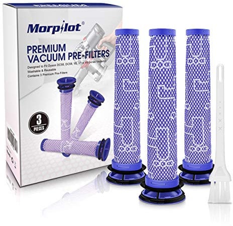 morpilot Filtres pour Dyson V6 V7 V8 DC62 SV03 SV10 SV11 Animal Absolute Pro Fluffy Motorhead Extra, Filtre de Remplacement Lavable pour DY-965661-0 2241019, Lot de 3