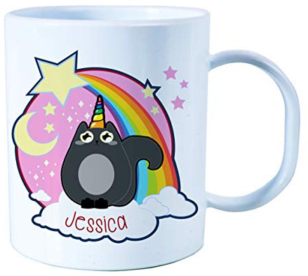 The Supreme Gift Company Personalised Unbreakable Cup, UNI-CAT Kids Drinks Juice Mug BPA FREE