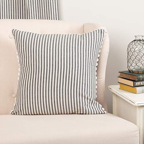 Piper Classics Farmhouse Kissenbezug mit Rickrack, gestreift, 45,7 x 45,7 cm, Bauernhaus-Sofa- oder Bettwäsche, Dekoration, Akzentkissen
