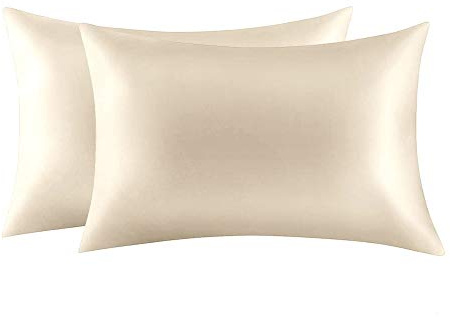 Jocoku Lot de 2 taies d'oreiller 100% Soie de mûrier pour Les Cheveux et la Peau, taies d'oreiller Super Douces et Respirantes, Taille Standard (Standard, Beige Chamois)