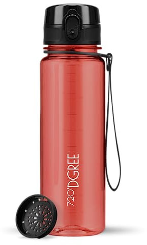 720°DGREE Botella Agua Niños 500ml “uberBottle“ - Tamiz-Fruta, crystalClear - Sin BPA, Prueba de Fugas, Reutilizable - Cantimplora delgada, ligera - Water Bottle para Escuela, Niña, Deporte, Ciclismo