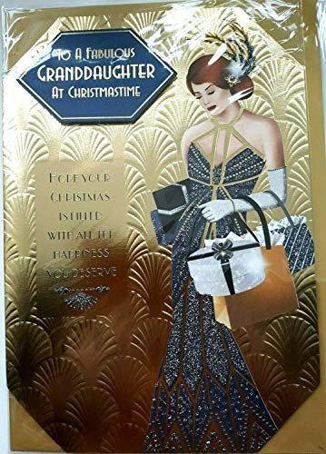 Prelude Art Deco – Love To A Fabulous Granddaughter – Große goldene Weihnachtskarte