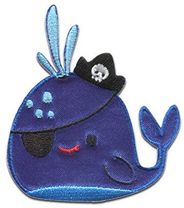 Catch the Patch Wal Hut Piraten Tiere - (Größe: 5,7 x 6,8 cm) – Aufbügler & Applikationen in verschiedenen Größen – Ideal für Kleidung, Schulranzen, Jeans & Rucksäcke