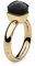 Qudo Firenze Edelstahl gold farbener Ring mit jet Stein (schwarz rose) (56)