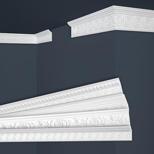 Marbet Deckenleisten weiß Sparpaket aus Styropor EPS - Stuckleisten gemustert, im traditionellen Design - (50 Meter B-21) Zierleiste Eckleiste Eckprofile Stuck