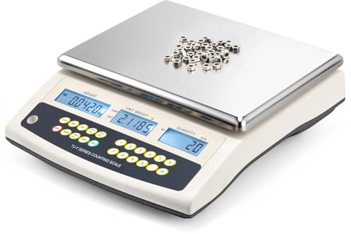 Bonvoisin Digitale Zählwaage 6kg x 0,1g- Industriewaage mit All-in-One-Funktionen (Tara, Zählen, Alarm) & RS232 - Hochpräzise Waage für Teile und Münzen - Mit Wiegeplattform und wiederaufladbarem Akku