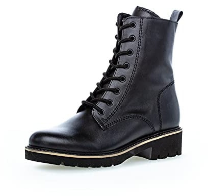 Gabor Damen Combat Boots, Frauen Stiefeletten,Wechselfußbett,Moderate Mehrweite (G),uebergangsschuhe,schw.(Micro/Uni),37.5 EU / 4.5 UK