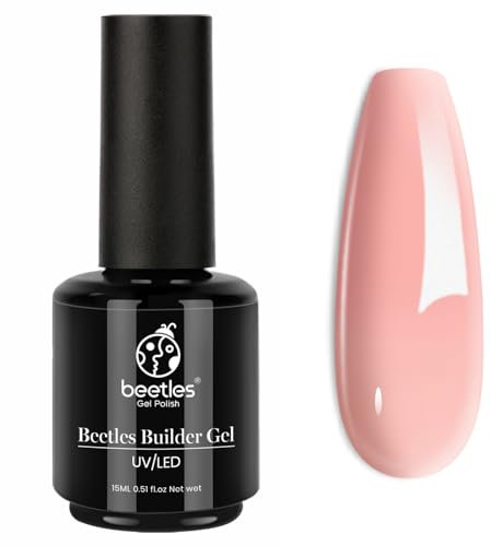 Beetles Builder Gel 15 ml, 5-in-1 transluzentes Pink Nude Nagelverlängerungspinsel in Flasche UV Nagellack, keine Slip-Lösung erforderlich Builder Strengthener Gel Basisgel erforderlich