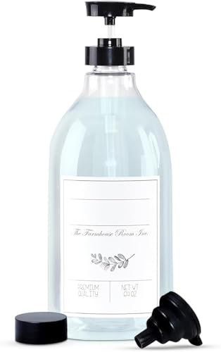 The Farmhouse Room Inc. Seifenspender Badezimmer – Pumpflaschenspender für Waschmittel Flüssigkeit – BPA-frei & PET-Kunststoff 1/2 Gallonen-Flasche mit wasserdichtem Etikett für Haushaltsprodukte –