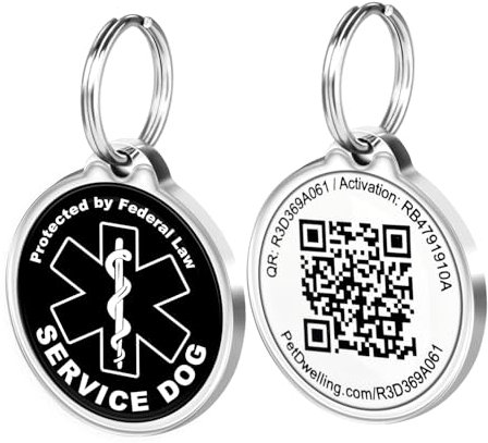 Pet Dwelling Service Animal QR-Code-ID-Tag – Service Dog Tags: Sofortiger Online-Profilzugriff und Scan-Standort-E-Mail-Benachrichtigungen