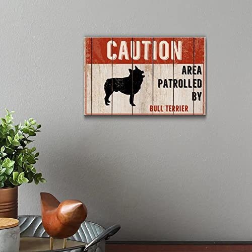 Personalisiertes Türschild für Haustiere, Hund, personalisierbar, Holzschild, 20,3 x 30,5 cm, Vorsichtsbereich, patrouilliert von Haustier, Hund, Holzschild, Vintage-Wandtürkunst, Holzschild,
