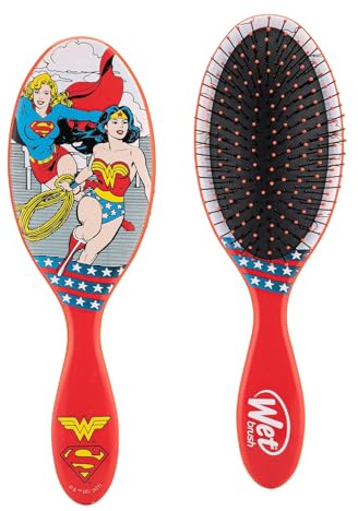 WetBrush Original Detangler, Ultra Soft Intelliflex Bristles, Justice League Supergirl and Wonderwoman, DC Comics Range, For All Hair Types