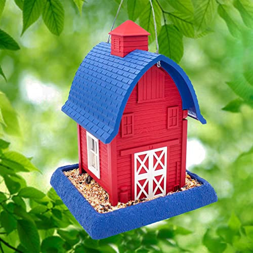 North States Village Collection Americana Barn Vogelfutterspender: einfach zu befüllen und zu reinigen, zum Aufhängen oder Stangenmontage, 2,3 kg Samenkapazität (26 x 33 x 24,1