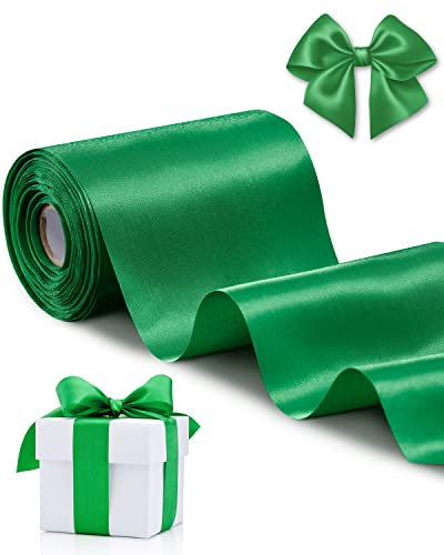 FAKILO Geschenkband 10cm Breit Satinband Blau Band für Grand Öffnung, Eröffnungszeremonie, Schleifenband Ringelband für Weihnachten Hochzeit Valentinstag Geburtstag Deko