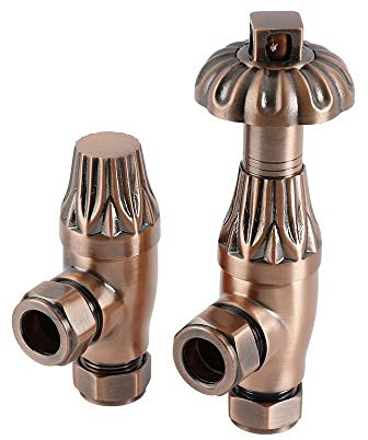 Milano Windsor - Traditional Antique Copper Thermostatic Angled Radiator Valves
