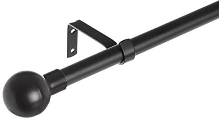 LOLAhome Set de Barra de Cortina Extensible de 122 a 211 cm, 2 escuadras y 2 terminales Negro de Metal y plástico ABS