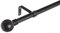 Set de barra de cortina extensible de 122 a 211 cm, 2 escuadras y 2 terminales negro de metal y plástico ABS