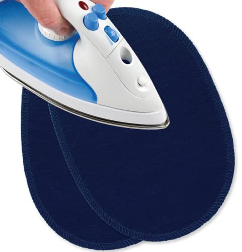 USIT, 2 Piezas Parches de Jersey Termoadhesivos para Ropa, 16x11 cm, Ideales para Reparar Chándales, Camisetas y Pantalones Deportivos, Azul Medio