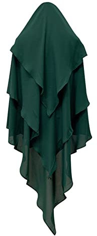 Odizli Kopftuch Damen Hijab Jersey Khimar Muslimisch Islamische Dubai Middle East Mehrschichtig Rüschen Schal Scarf Halstuch Untertuch Frauen Tuch Arabische Jilbab Kaftan Ramadan Kleidung Dunkelgrün F