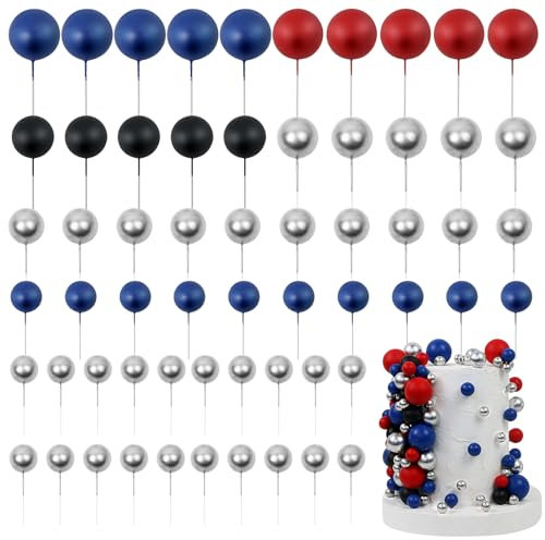 LARDUX 60 PCS Tortendeko Kugel - Backen Kuchen Dekorationen DIY Mini Ballon Cupcake Einsatz für Geburtstag Party Baby Dusche Hochzeit -Rot Schwarz Blau