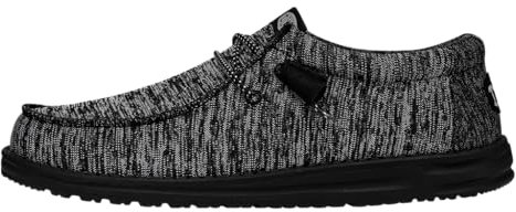 HEYDUDE Wally Sport Knit Herren - Slip on Schuhe - Mokassin Stil, Black/Black, 38
