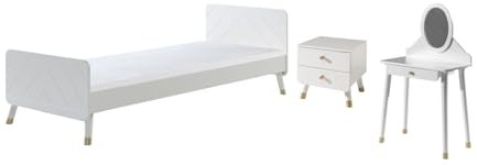 möbelando Jugendzimmer-Set >Billy< in Satin Weiß aus Massiv Kiefer und MDF