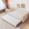 HAINEW Tagesbett Ausziehbar 90×200cm, Bettsofa, Schlafsofa, Schlafcouch, Gästebett, Polsterbett Kinderbett Leinenstoff Jugendbett (Beige - modern)