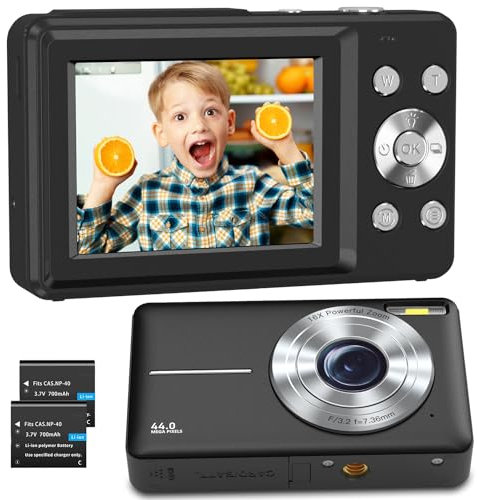 Cámara Digital, 1080P HD Camara Fotos Digital 44MP Cámara De Fotos Digital con Zoom 16X, Cámara Compacta con Tarjeta De 32 GB, Camara de Fotos para Niños, Adolescentes, Adulto, Principiantes