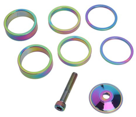 Be In Your Mind 1 Set Handlebar Riser Bicycle Stem Spacer Set with Stem Cap Headset Nut 2mm and 5mm and 10mm Spacer Bike Headset Spacer Set for 28.6mm Stem Multicolor