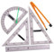 Milageto Großes Mathe-Lineal-Set, Werkzeug-Set, Lehrwerkzeug für geometrische Mathematik für Kreidetafel, Whiteboard, Büro-Entwurf, 5 Stück