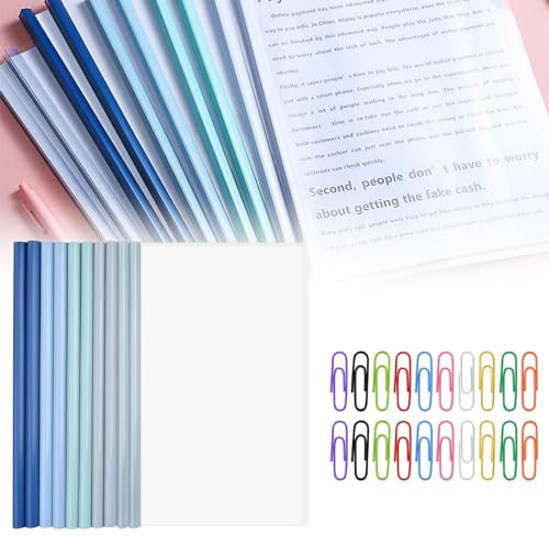A4 Copertine per Rilegatura Trasparenti con Barra Scorrevole - Set 10pcs Cartelle di File Raccoglitore Organizer in Plastica