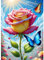 DPHERO DIY Rosenblüten Diamant Painting Bilder für Erwachsene Anfänger,5D Schmetterling Diamond Painting Set,DIY Runde Steine Diamant Kunst Kits,Blumen Diamant Painting für Zuhause Dekor 30x40 cm