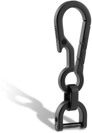 KeyUnity Titanium EDC Keychain Clip with Bottle Opener,Quick Release Carabiner Key Ring Holder for Men,(KM14BK)