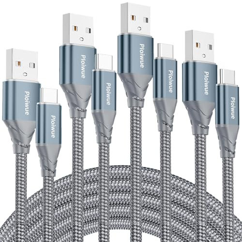 USB C Kabel 2M+2M+3M+3M 4 Stück 3.1A Ladekabel USB C Schnellladekabel Nylon USB C Ladekabel für Samsung Galaxy S23 S22 S21 S20, Note 10 HuaweiP9 Pixel 7/6 Switch PS5 grün