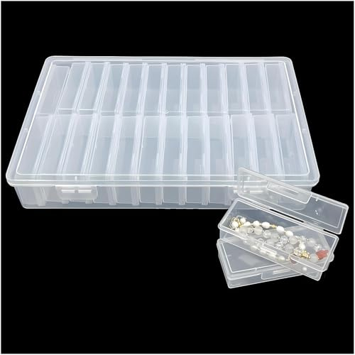 Forever bene 25-teilig Transparent Mischgrößen-Kunststoffboxen, | Mehrere Deckelgrößen trennen Perlen, Bastelteile, Nähzubehör, Büroklammern und kleine Werkstattteile Für Perlen, Anhänger und