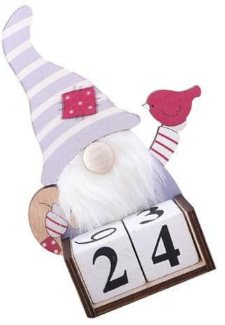LABRIMP 1Stk Weihnachtskalender immerwährender kalender immerwährende kalender Schwedische Gnomenweihnachtsdekorationen Weihnachtstischkalender manueller Stereokalender Kalender aus Holz
