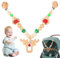 JWTRSVTY Elchhirsch Baby Kinderwagen Kette, Kinderwagenkette Aus Holz Und Baumwolle Gehäkelt, Glück Elchhirsch Baby Wagen Kette mit Geschenkverpackung, für Mädchen Und Junge Ab 0+ Monate