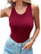 Jelaqmot Zenith Ribbed Tank Top Built In Bra, Round Neck Built-In Bra Ribbed Tank Top, Tank Tops with Built In Bras for Women (Red,XXL)