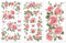 Peacoblue UV DTF Rub-On Transferfolie Möbel-Sticker Rosa Rosenzweig Muster 15x30cm, 3 Stk. Wasserfeste Deko-Transferaufkleber für Möbel Glas Gläser Porzellan Wäscheschränke Kommoden Holz Kunststoff