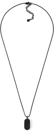 Emporio Armani Herren-Edelstahl-Halskette mit Karabinerverschluss, Jett schwarz